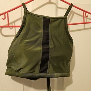 Olive Green and Black Women's Tank Top